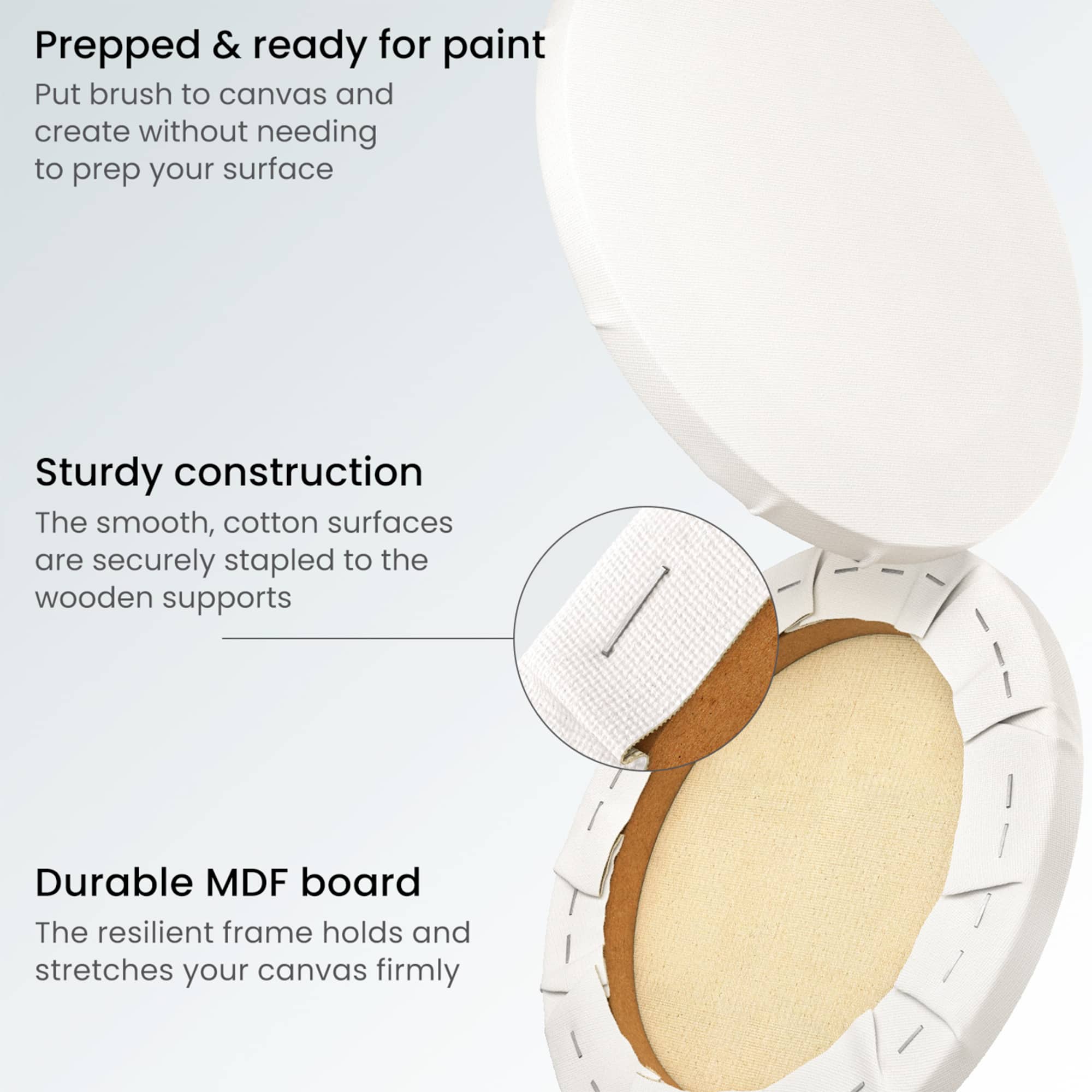 Arteza® 10" Round White Classic Stretched Canvases